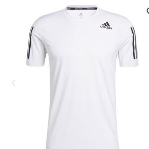 Adidas Men's M White Athletic 3-Stripes Relaxed Fit Tee Shirt Top Workout M13  s